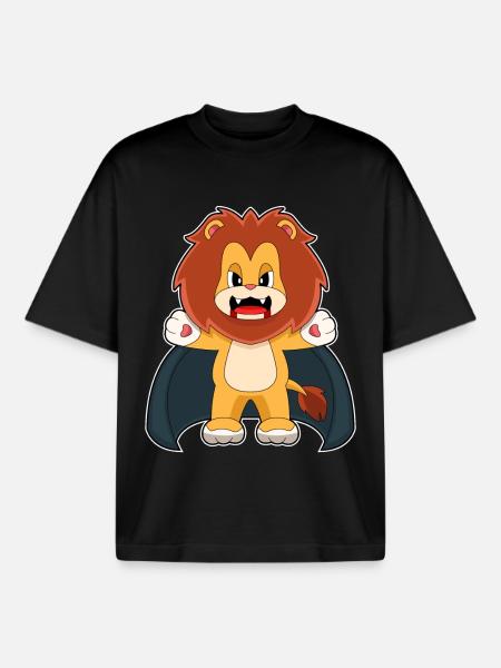 Lion Halloween Vampire - Boxy Heavyweight Unisex Organic T-Shirt by Stanley/Stella - black