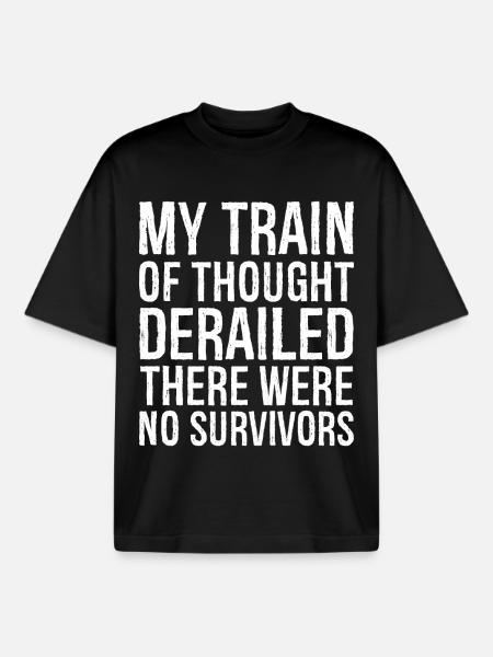 my train of thought derailed - Boxy Heavyweight Unisex Organic T-Shirt by Stanley/Stella - black