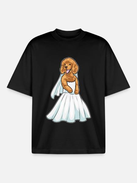 Robe de mariée caniche - T-shirt unisexe boxy épais biologique Stanley/Stella - noir