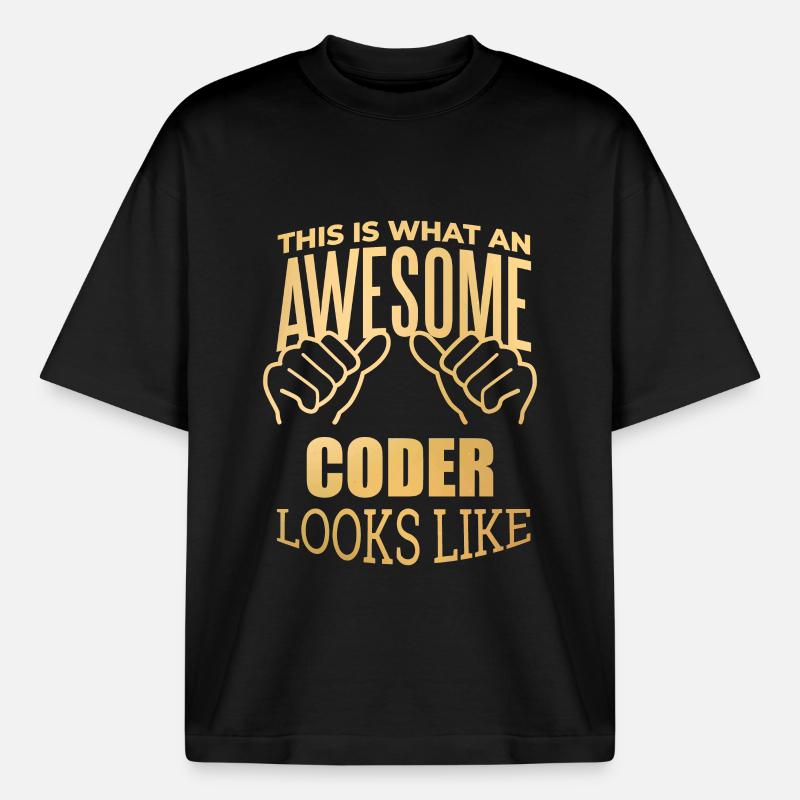 codage - T-shirt unisexe épais coupe boxy Stanley/Stella - noir