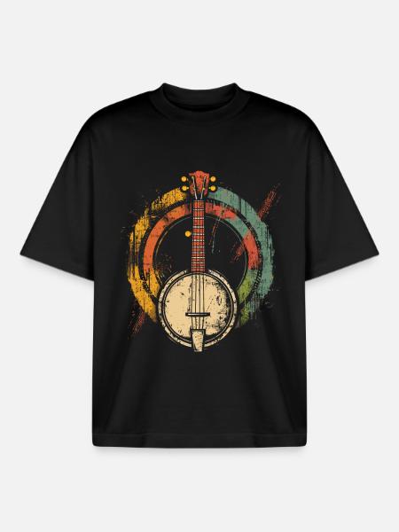 90s Banjo - Boxy Heavyweight Unisex Organic T-Shirt by Stanley/Stella - black