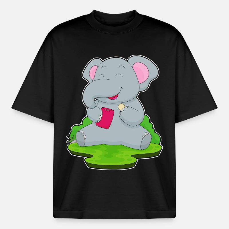 Elefant Chipstüte Chips - Boxy Heavyweight Unisex Organic T-Shirt von Stanley/Stella - Schwarz
