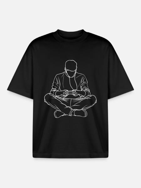 Gamer Sketch - Boxy Heavyweight Unisex Organic T-Shirt by Stanley/Stella - black