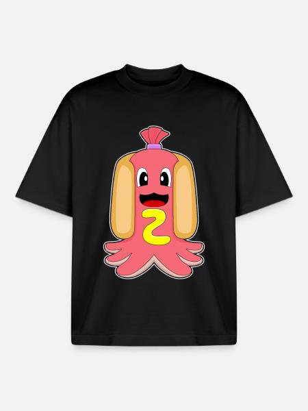 Octopus Hot Dog - Boxy Heavyweight Unisex Organic T-Shirt by Stanley/Stella - black