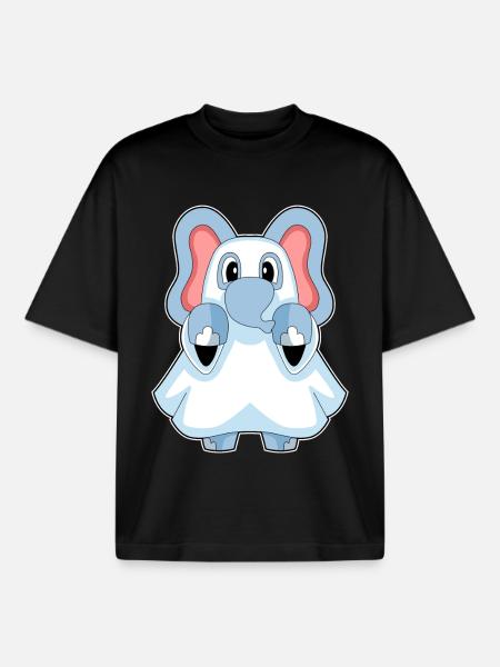 Elephant Halloween Ghost - Boxy Heavyweight Unisex Organic T-Shirt by Stanley/Stella - black