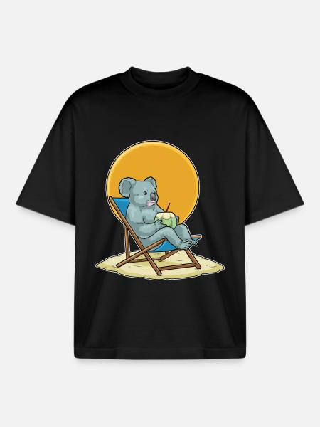 Koala Beach Coconut Summer - Boxy Heavyweight Unisex Organic T-Shirt by Stanley/Stella - black