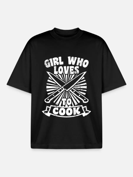 Mädchen das gerne kocht - Boxy Heavyweight Unisex Organic T-Shirt von Stanley/Stella - Schwarz