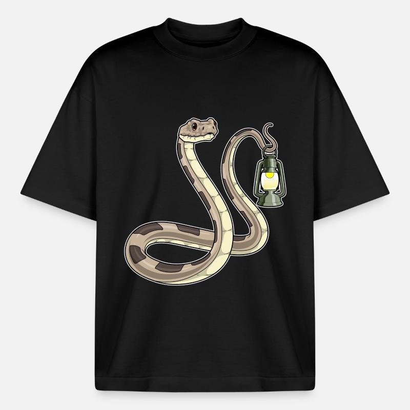Snake Lantern - Boxy Heavyweight Unisex Organic T-Shirt by Stanley/Stella - black