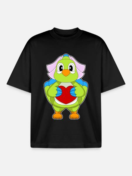 Parrot Bridal Heart Wedding - Boxy Heavyweight Unisex Organic T-Shirt by Stanley/Stella - black