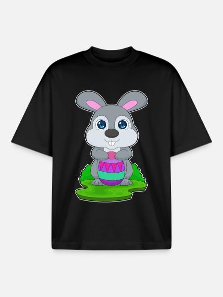 Oeuf de Pâques lapin - T-shirt unisexe boxy épais biologique Stanley/Stella - noir