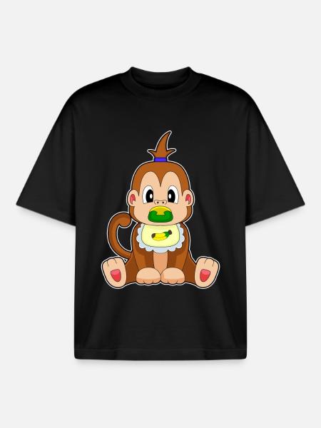 Affe Baby Lätzchen Schnuller - Boxy Heavyweight Unisex Organic T-Shirt von Stanley/Stella - Schwarz