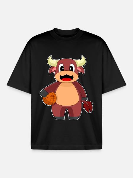Taurus Basketball Player Basketball - Boxy Heavyweight Unisex Organic T-Shirt by Stanley/Stella - black