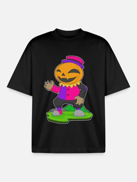 Clown Halloween Pumpkin - Boxy Heavyweight Unisex Organic T-Shirt by Stanley/Stella - black