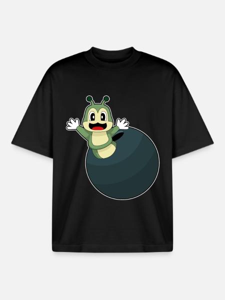 Caterpillar Bowling Bowling Ball - Boxy Heavyweight Unisex Organic T-Shirt by Stanley/Stella - black