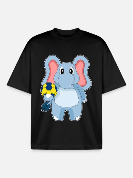 Elephant Handball Player Handball - Boxy Heavyweight Unisex Organic T-Shirt by Stanley/Stella - black