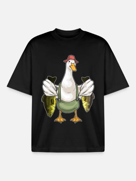 Pêche au canard pêcheur - T-shirt unisexe boxy épais biologique Stanley/Stella - noir