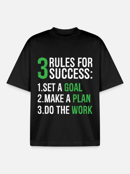 3 rules for success - Boxy Heavyweight Unisex Organic T-Shirt by Stanley/Stella - black