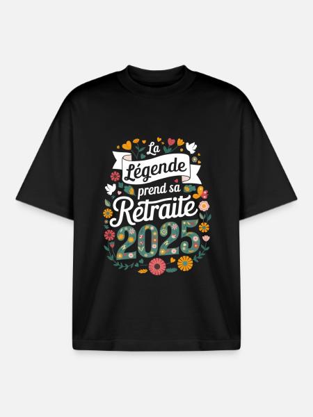 La Légende Prend Sa Retraite 2025 Cadeau Femme - T-shirt unisexe boxy épais biologique Stanley/Stella - noir
