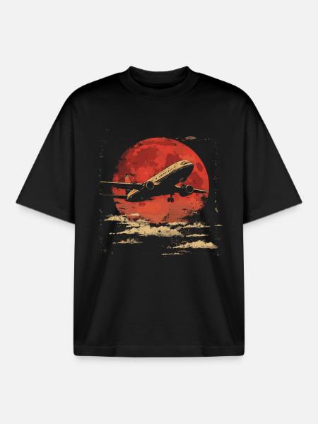 Airplane Vaporwave - Boxy Heavyweight Unisex Organic T-Shirt by Stanley/Stella - black