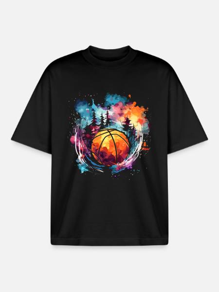 Basketball Artwork - Boxy Heavyweight Unisex Organic T-Shirt by Stanley/Stella - black