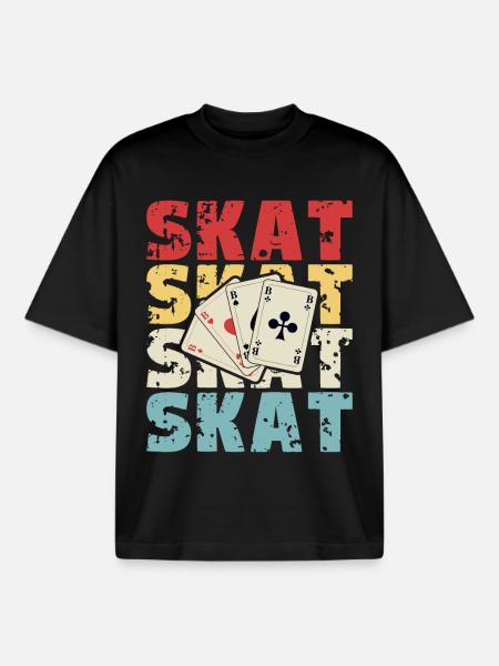 Skat Karten Retro Design - Boxy Heavyweight Unisex Organic T-Shirt von Stanley/Stella - Schwarz