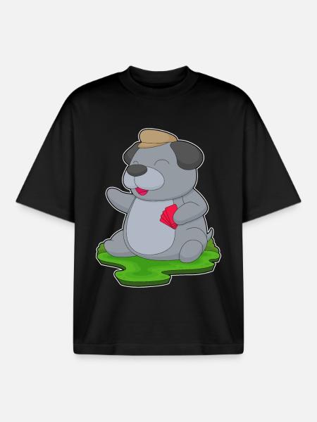Hund Poker Pokerkarten - Boxy Heavyweight Unisex Organic T-Shirt von Stanley/Stella - Schwarz