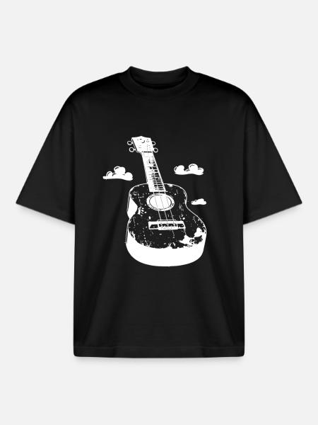 Ukulele Cartoon Look - Boxy Heavyweight Unisex Organic T-Shirt by Stanley/Stella - black
