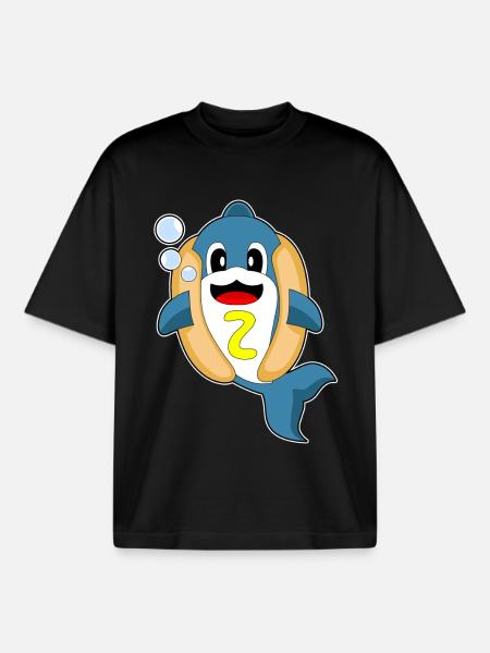 Hot-dog Dolphin - T-shirt unisexe boxy épais biologique Stanley/Stella - noir