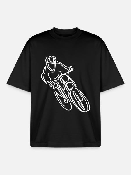 Mountain Bike Freeride Drawing - Boxy Heavyweight Unisex Organic T-Shirt by Stanley/Stella - black