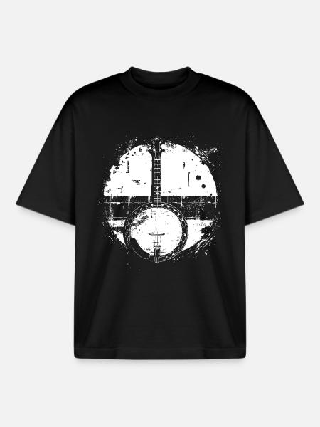 Banjo Sketch - Boxy Heavyweight Unisex Organic T-Shirt by Stanley/Stella - black