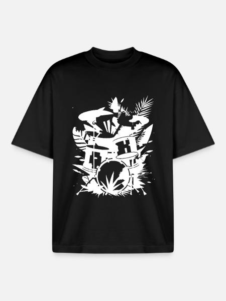 Drum Graphics - Boxy Heavyweight Unisex Organic T-Shirt by Stanley/Stella - black