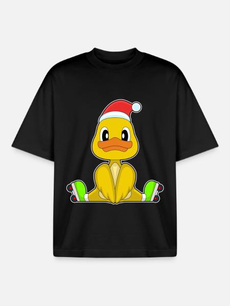 Duck Christmas Inline skating - Boxy Heavyweight Unisex Organic T-Shirt by Stanley/Stella - black