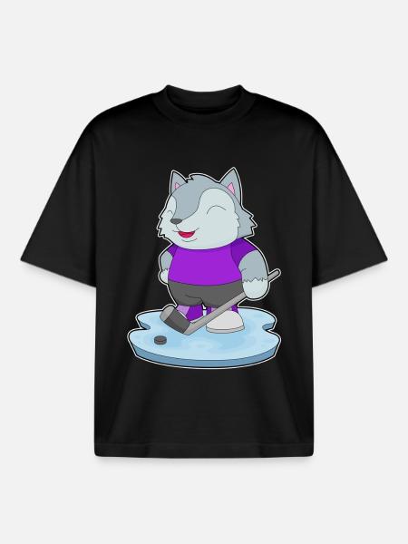 Wolf Eishockey Eishockeyschläger - Boxy Heavyweight Unisex Organic T-Shirt von Stanley/Stella - Schwarz