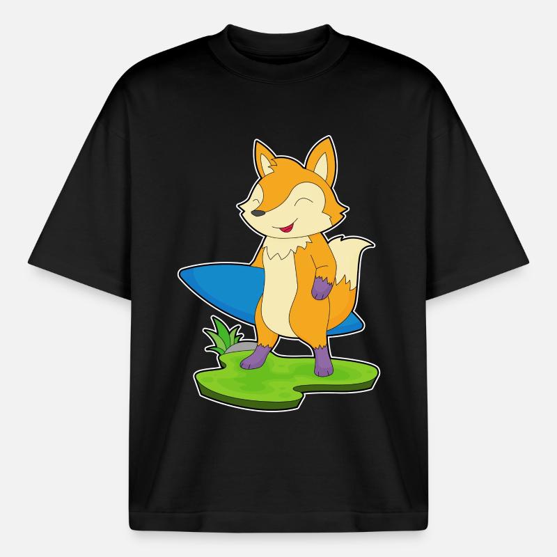 Fuchs Surfer Surfbrett - Boxy Heavyweight Unisex Organic T-Shirt von Stanley/Stella - Schwarz