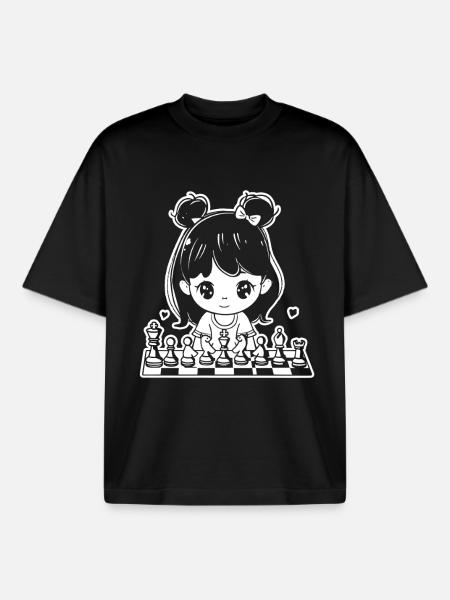 Cartoon Chess Player - Boxy Heavyweight Unisex Organic T-Shirt by Stanley/Stella - black