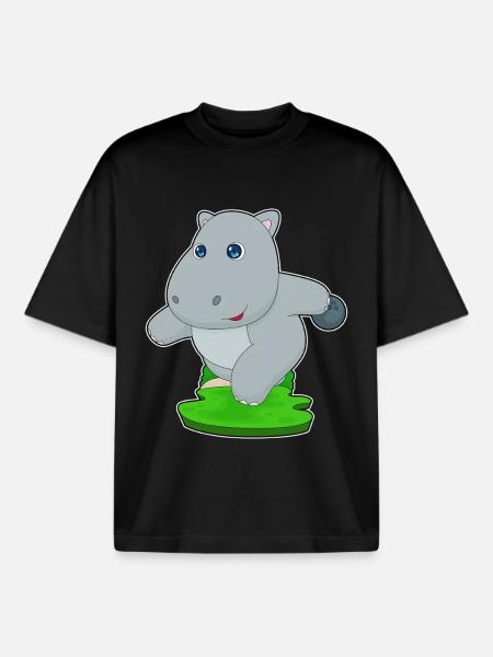 Hippo Bowling Bowling Ball - Boxy Heavyweight Unisex Organic T-Shirt by Stanley/Stella - black