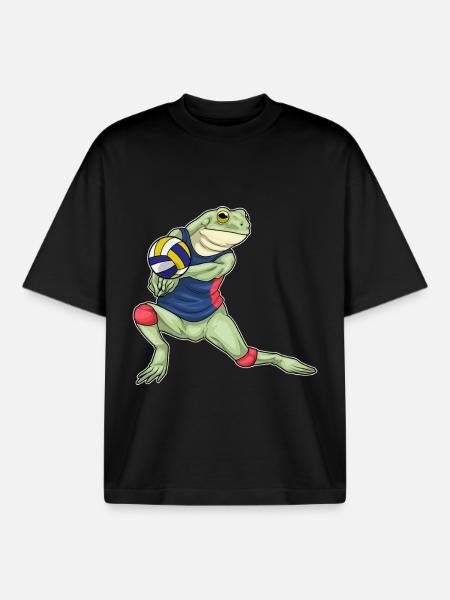Frog Volleyball Player Volleyball - Boxy Heavyweight Unisex Organic T-Shirt by Stanley/Stella - black
