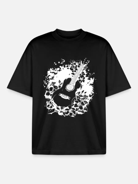 Funny Ukulele - Boxy Heavyweight Unisex Organic T-Shirt by Stanley/Stella - black