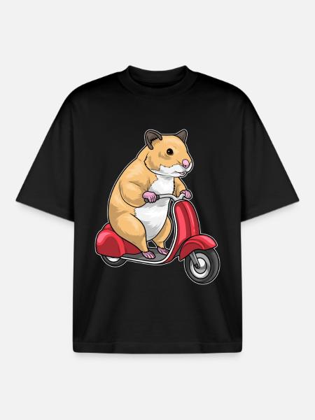Hamster Scooter - T-shirt unisexe boxy épais biologique Stanley/Stella - noir