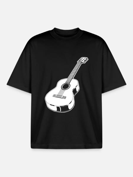 Acoustic Guitar - Boxy Heavyweight Unisex Organic T-Shirt by Stanley/Stella - black