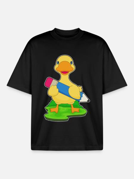 École de crayon Duck Student - T-shirt unisexe boxy épais biologique Stanley/Stella - noir