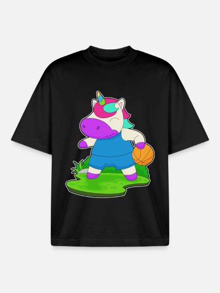 Licorne Basketteur Basketteur - T-shirt unisexe boxy épais biologique Stanley/Stella - noir