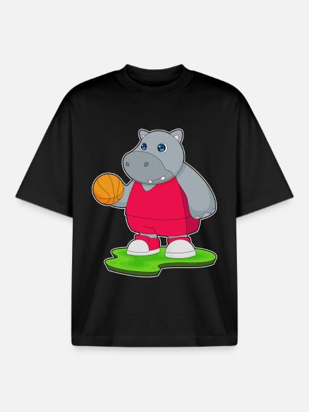 Hippopotame Basketteur Basketteur - T-shirt unisexe boxy épais biologique Stanley/Stella - noir