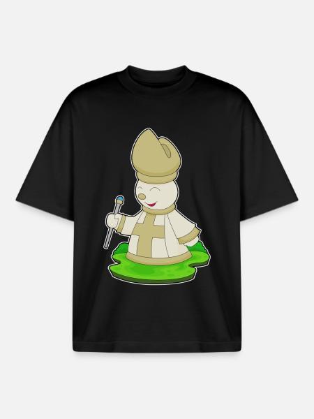 Chess Piece Bishop Chess - Boxy Heavyweight Unisex Organic T-Shirt by Stanley/Stella - black