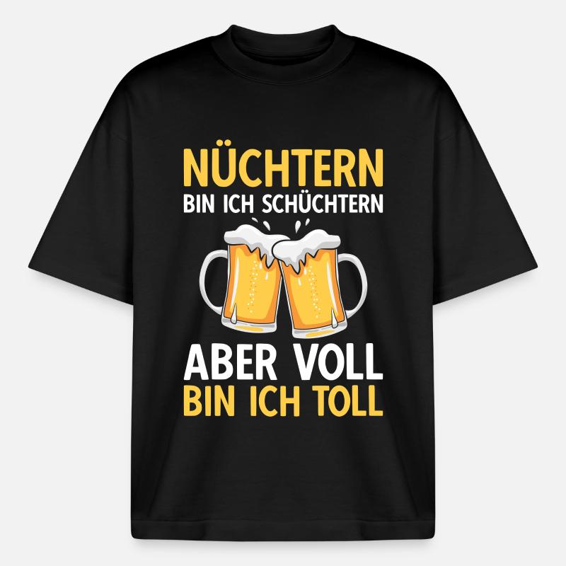 Bier Nüchtern bin ich schüchtern - Boxy Heavyweight Unisex Organic T-Shirt von Stanley/Stella - Schwarz