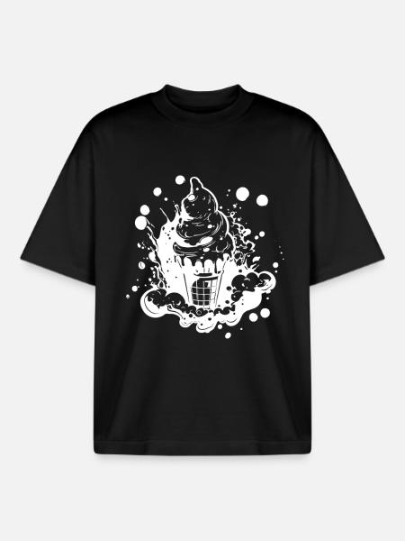 Eiswaffel Skizze - Boxy Heavyweight Unisex Organic T-Shirt by Stanley/Stella - black