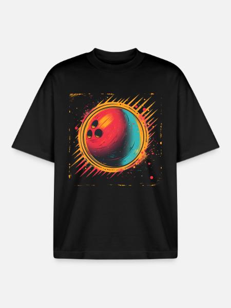 Bowling Vaporwave - T-shirt unisexe boxy épais biologique Stanley/Stella - noir