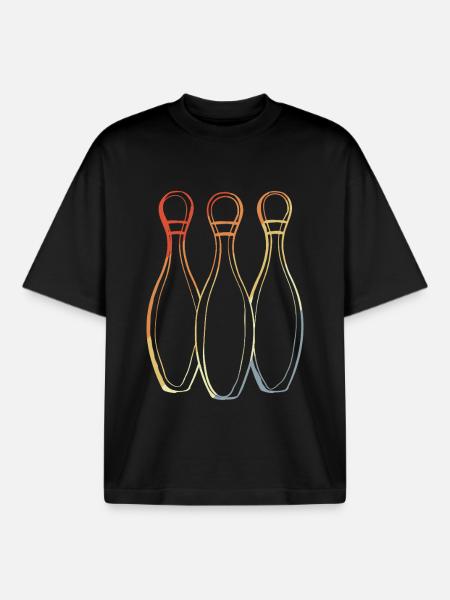 Bowling Sketch Retro Look - Boxy Heavyweight Unisex Organic T-Shirt by Stanley/Stella - black