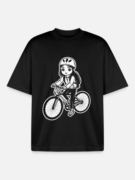 Female cyclist sketch - Boxy Heavyweight Unisex Organic T-Shirt by Stanley/Stella - black
