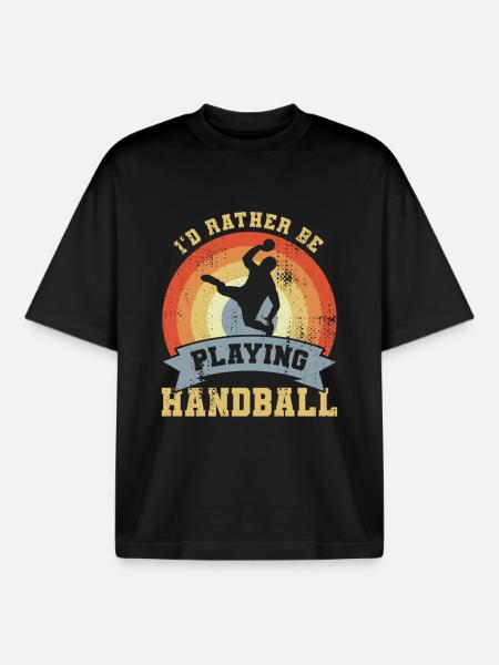 Handball Saying Retro Look - Boxy Heavyweight Unisex Organic T-Shirt by Stanley/Stella - black